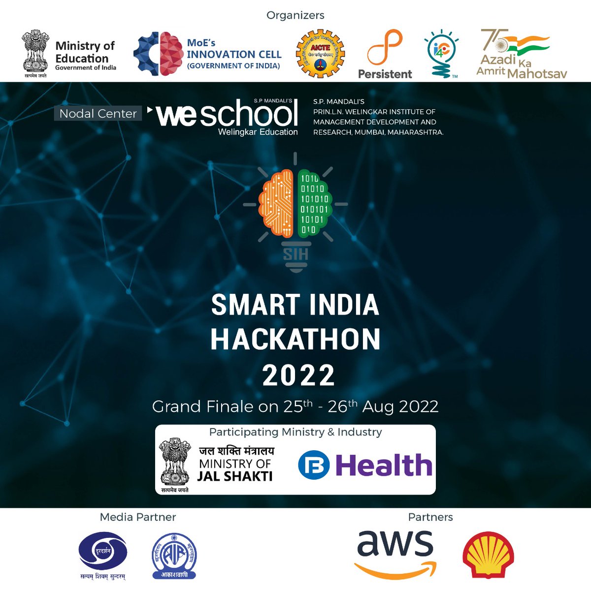 Announcing one of the World’s biggest open platform for the innovators or entrepreneurs of tomorrow - Smart India Hackathon Grand Finale on 25th - 26th Aug 2022

#sih2022
#innovationseAtmanirbharBharat
#smartindiahackathon2022