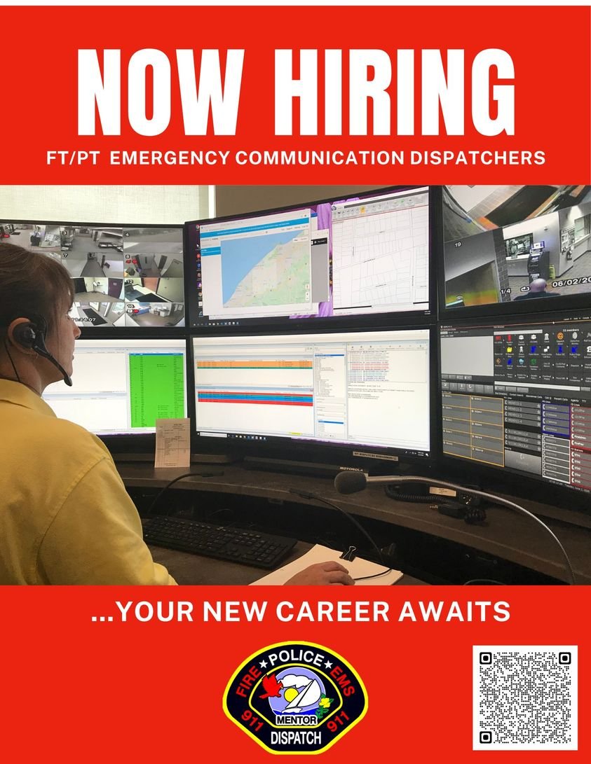 NOW HIRING – Join our team as a Part-Time or Full-Time Police Dispatcher! 
We are currently accepting applications for a Part-Time and Full- Time Dispatcher.  Please apply through the link below:
cityofmentor.com/about.../emplo…