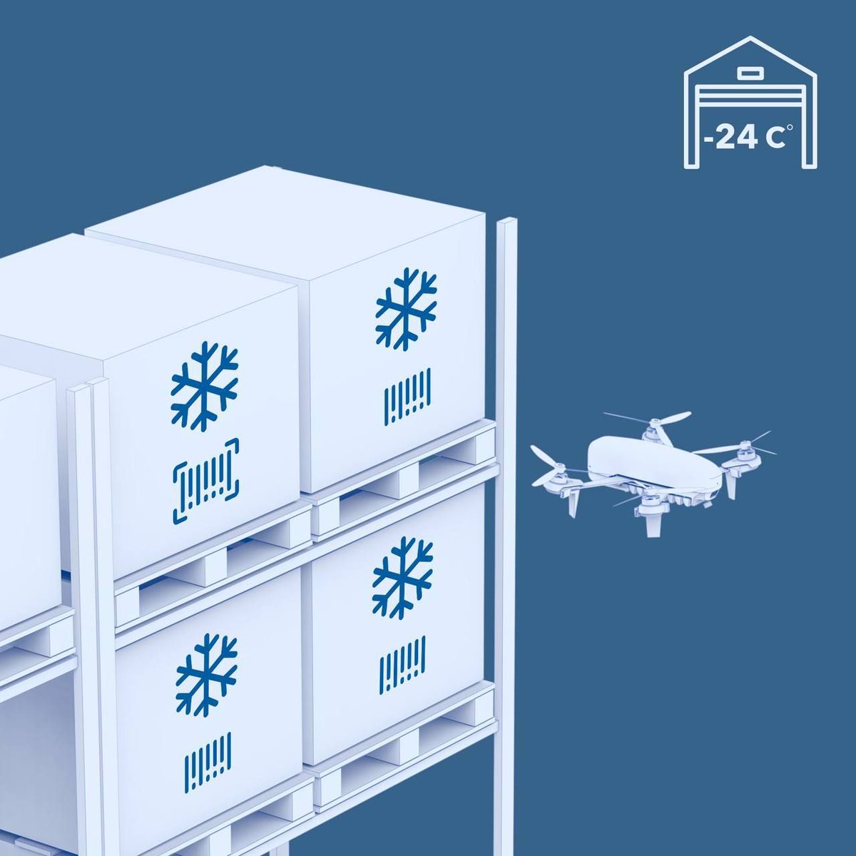 To keep employees healthy in warehouses with difficult conditions (freezers) and avoid inaccuracies in the calculation, you need to use drones! 

Drone inventory can reduce time for warehouse operations and increase the accuracy of counting pallets to 99.94%.