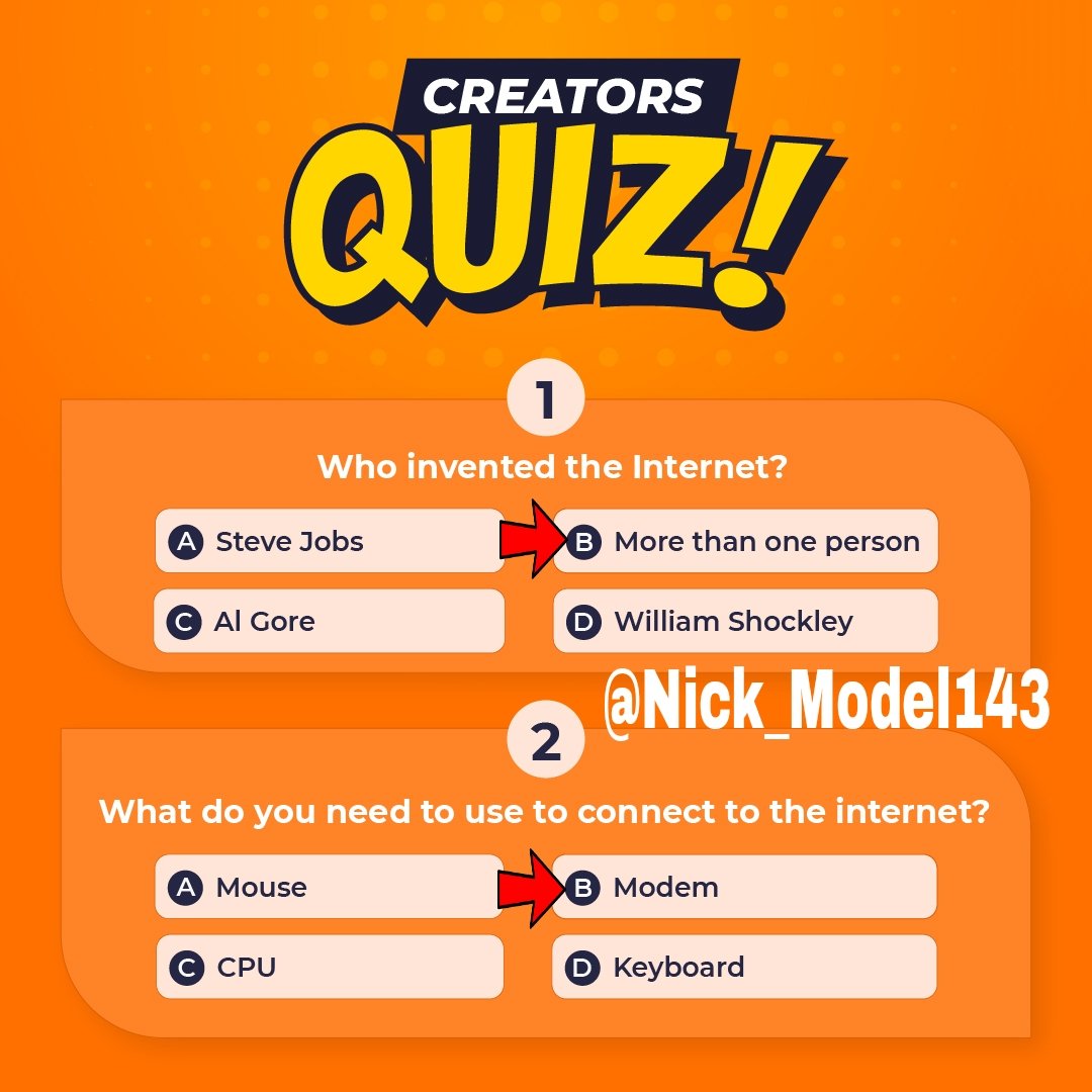 @CampK12 1- B) More than one person
2- B) Modem 

#QuizTime #QuizOfTheDay @CampK12 

Tag
@kartikmooppanar
@pavansmehta
@mr_shubham31
@SmartAnand07
@mAkashKr03
@KrishnMohanGu11
@JD_Jadav12
@jayparmar99 
@luckykarann 
@karan_solanki_7 
@Rutik_079