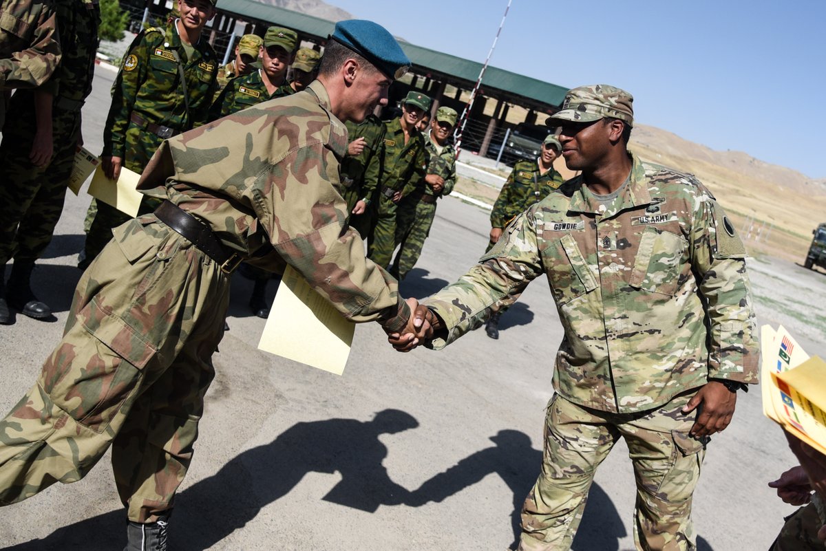 U.S. Central Command (@centcom) on Twitter photo U.S. Soldiers from <a href="/VANationalGuard/">Virginia National Guard</a> and the 3rd SFAB thank troops assigned to the #Tajikistan Ministry of Defense following the field training exercise portion of the exercise “Regional Cooperation 22” Aug. 18, 2022 #RegCoop22 #PartnerNations U.S. Soldiers from <a href="/VANationalGuard/">Virginia National Guard</a> and the 3rd SFAB thank troops assigned to the #Tajikistan Ministry of Defense following the field training exercise portion of the exercise “Regional Cooperation 22” Aug. 18, 2022 #RegCoop22 #PartnerNations