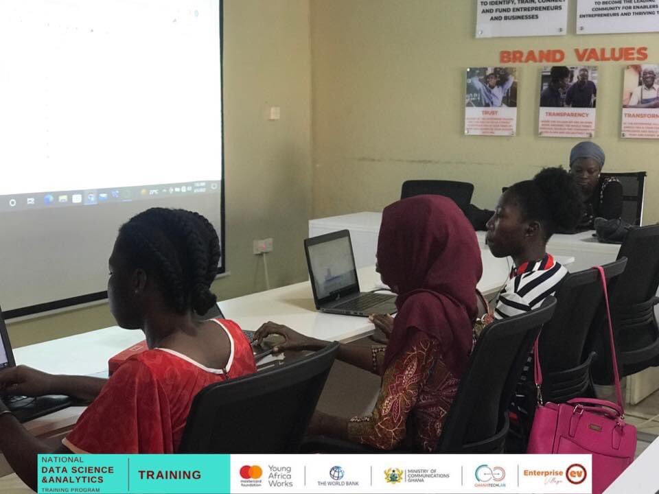 EVhubaccra's tweet image. 𝗡𝗮𝘁𝗶𝗼𝗻𝗮𝗹 𝗗𝗮𝘁𝗮 𝗦𝗰𝗶𝗲𝗻𝗰𝗲 𝗧𝗿𝗮𝗶𝗻𝗶𝗻𝗴
The Data visualization trainees at the enterprise village worked on a Covid-19 project while the machine learning trainees worked on a bank marketing project. 
#datascience
#GTLbaseprogram
#python
#GhanaTechLab