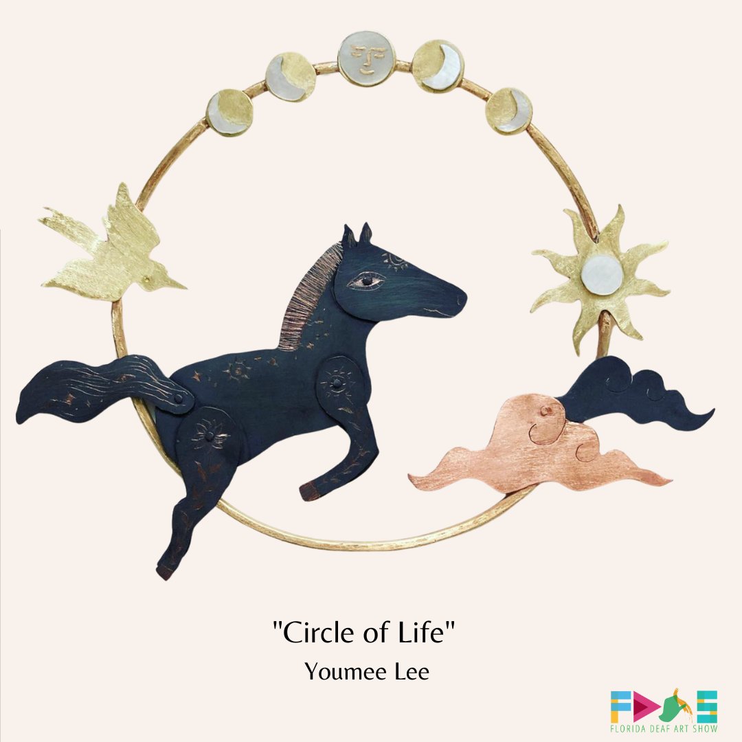 FDASinc's tweet photo. Deaf/HoH art of the day:

"Circle of Life" by Youmee Lee. Metalwork. 

IG: @youmeelee 

Website: https://t.co/Iz82FiUTwM

#fdasinc #deaf #deafartist #deafart #deaftalent #metalwork #metalart #horseart #youmeelee #circleoflife #deafcan https://t.co/C69b1TH3HX