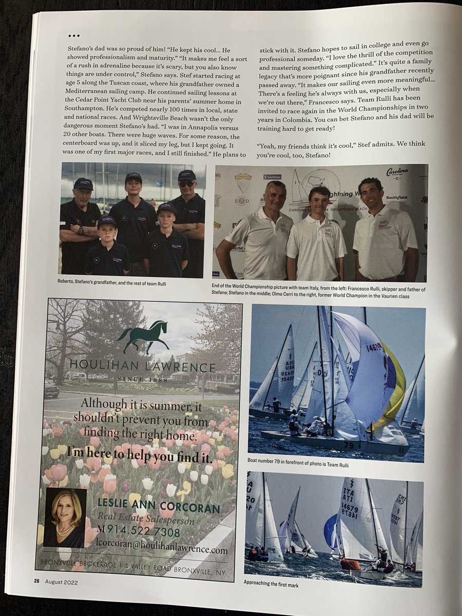 MonicaMalpass's tweet photo. Young sailing champion saves the day! I’m proud to author this cover story in Stroll Magazine about Stefano Rulli, a truly inspirational teenager in Westchester county! #sailing #teen #magazine #NewYork https://t.co/aeOGmCPR3Y