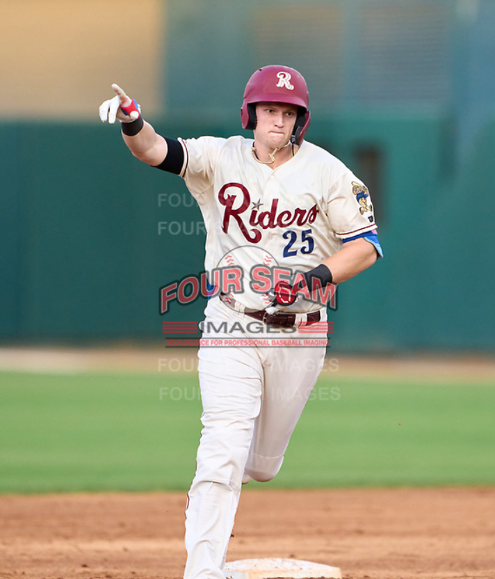 OACCards's tweet photo. I thought this Sam Huff out of 2022 Gypsy Queen was worth looking into as a potential #IvyCollection addition.
The filter tricked me.
I noticed the Rangers home jersey and after some digging, I found the source photo from @fourseamimages. It's actually a @RidersBaseball image. https://t.co/1VJ90SWqZ3