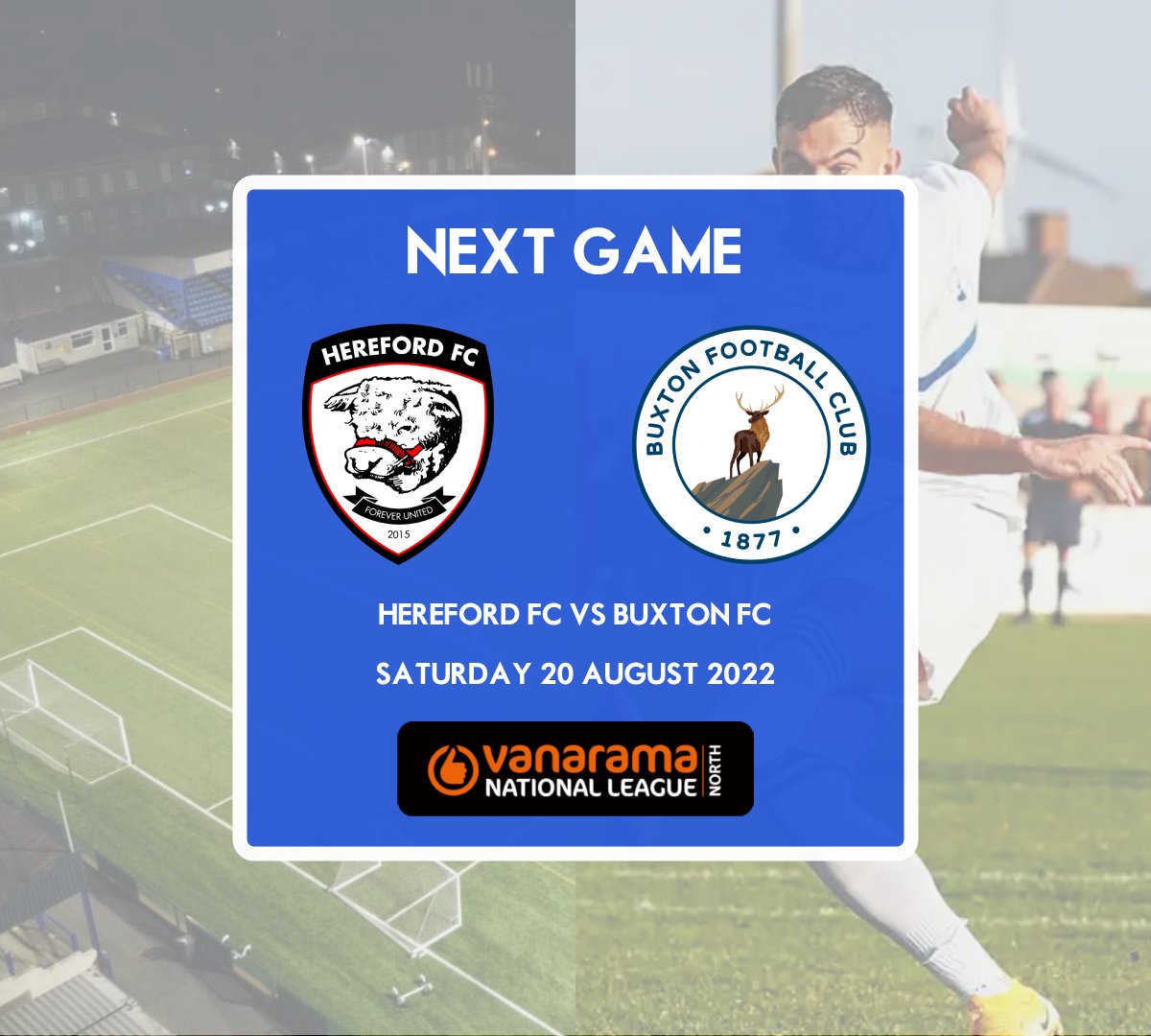 BuxtonFCUpdates's tweet photo. 🏆 NL North
📅 Sat 20 August, 15:00
🆚 @HerefordFC 
📌 Edgar Street, HR4 9JU
💷 see website, cheaper if bought in advance: https://t.co/DQY5nx0ftP

Next up for the Bucks is a trip to Hereford tomorrow - hands up who's joining us for another difficult match? #UpTheBucks 🔵⚪️ https://t.co/ouD3ZACKF1