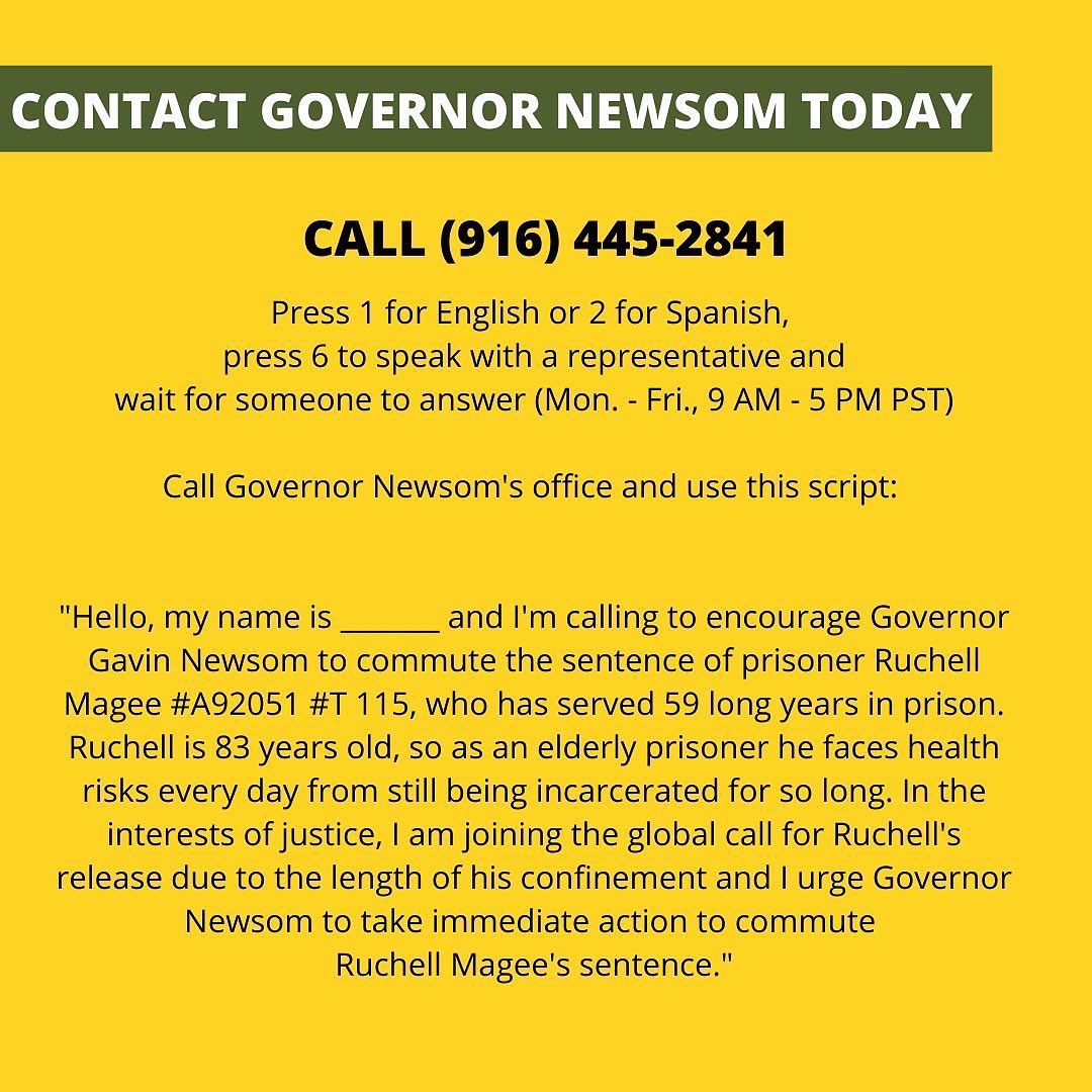 freeruchellnow's tweet photo. Wrap up this week by calling Newsom today! ☎️ it only takes a few minutes to demand #freeruchellmagee 

Don’t forget to sign our petition &amp; send digital letters➡️ https://t.co/vx7tjXGQnr https://t.co/LDPSCGSRjc