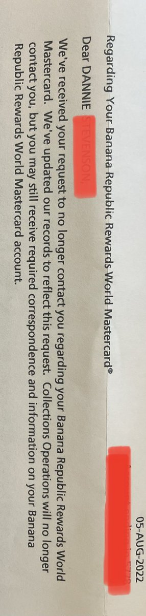 ashleydyearby's tweet photo. @BarclaysBankUS and @BananaRepublic this has got to be the worst transition I’ve ever experienced. 6 phone calls to get a card and after being assured cards were mailed, we get these letters. But I’m sure you want the bill paid, right? https://t.co/VZUwdQ9EnI