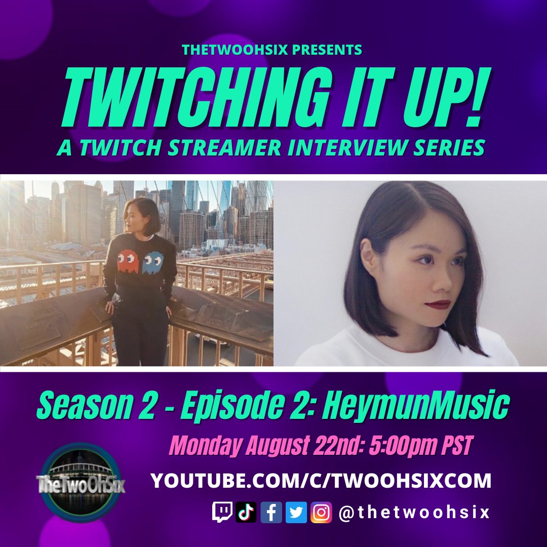 thetwoohsix's tweet photo. Twitching It Up Twitch streamer interview series!
Schedule Update:
Episode 2: @heymunmusic
Monday, August 22nd: 5:00pm PST
Episode 10: @MalaykaMusic
Monday, October 31st: 5:00pm PST
https://t.co/q5GBCXYJvp
@Twitch #TwitchingItUp #TwitchStreamer #TwitchInterviews #TheTwoOhSix https://t.co/SCnHKLkbE0