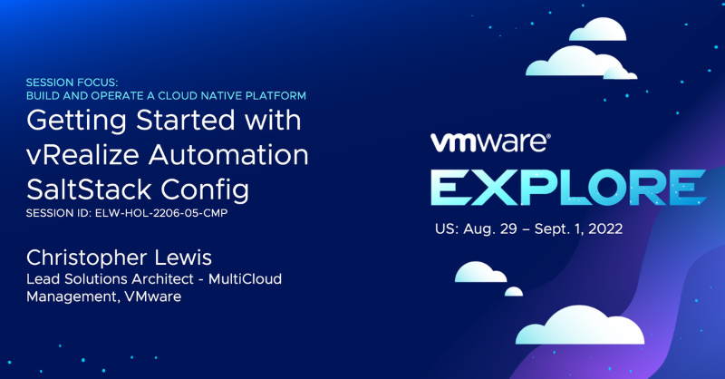 VMwareAriaAuto's tweet photo. ๐ Calling all #vRealizeAuto fans! Join us and @Salt_Project_OS at today's #SaltStack Config @VMwareExplore hands-on lab. ๐งช
Add the 12:15 PM PT session to your schedule.