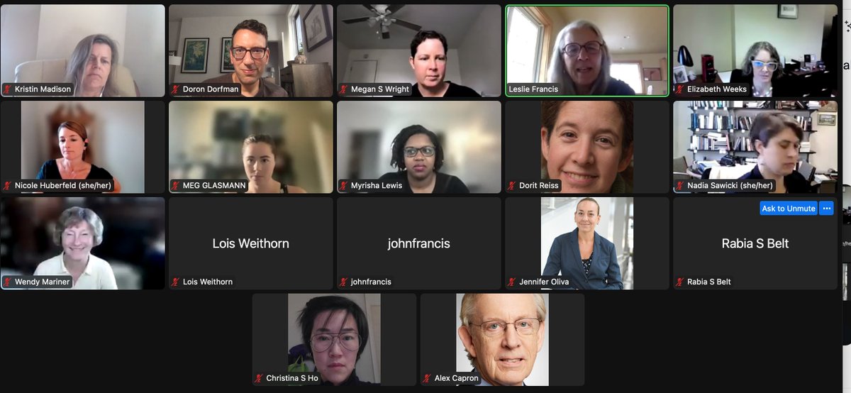 DorfmanDoron's tweet photo. Full house at the Virtual Health Law Workshop on @francislprof's new WIP abt interstate travel wrt medical aid in dying &amp; abortion! W @elizabethAweeks @nhuberfeld1 @doritmi @jenndoliva @christina_s_ho @LizKukura @JACQUELINERFOX @RabiaBelt @wendymariner @nadiansawicki &amp; others🌟 https://t.co/uytNhiwYDH