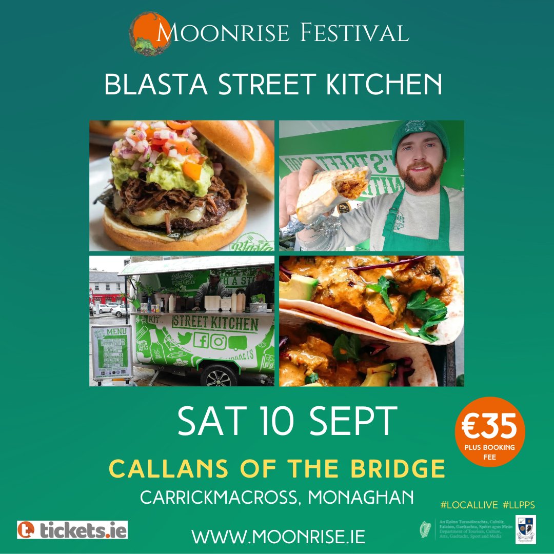 Our First Fabulous Food vendor! Seany Mc Cleary and @BlastaTexMex offer delicious, award-winning tacos & burgers! 🍔 🌮 @DeptCultureIRL @MonaghanCoCo #LLPPS #festival #livemusic #LocalLive #cmx #food #streetfood #music #mundy #hudsontaylor #lisamchugh #nublu #kila #moxie