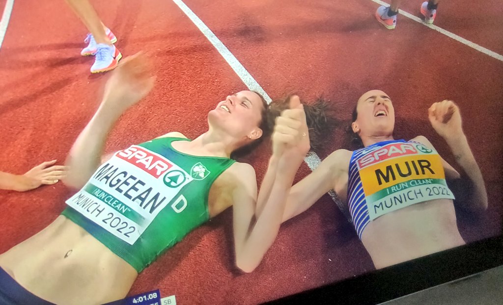 Cathal_Dennehy's tweet image. The best, bravest run of @ciaramageean's career as she wins European 1500m silver behind the magnificent Laura Muir.

Muir was a world silver medallist last month. Ennaoui, who won bronze, was fifth in the world final, and Mageean just finished between them. 

Stunning stuff.