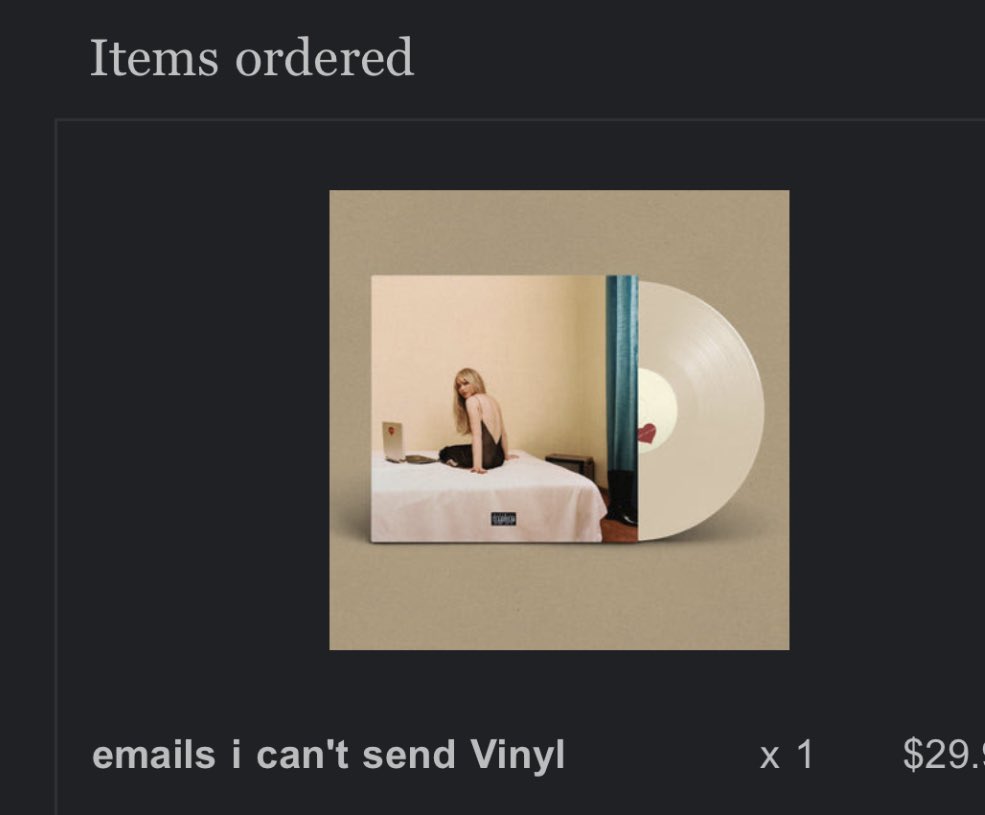 直筆サインレコードSABRINA CARPENTER Emails I Can´-