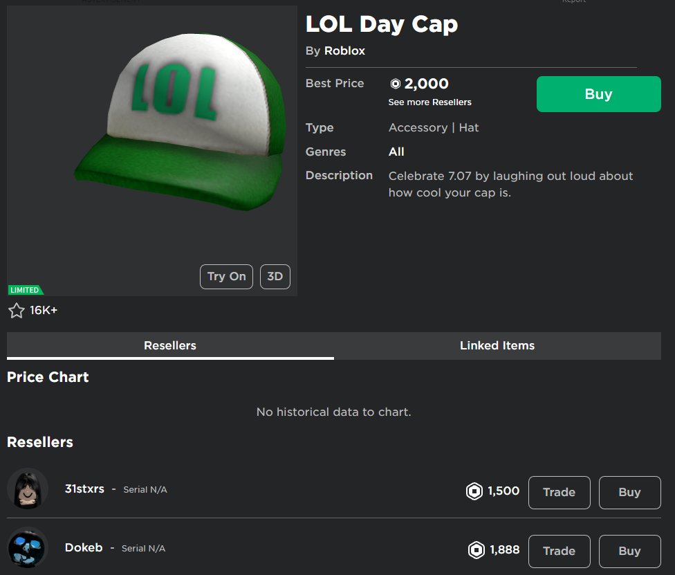 Roblox Trading News  Rolimon's on X: New Limited: LOL Day Cap    / X