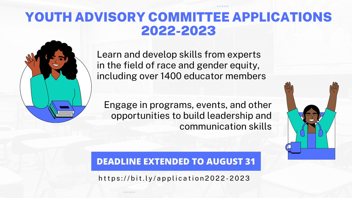 DEADLINE EXTENDED: Share this one-of-a-kind opportunity with someone you know, so they can be a part of exciting projects and events. Applications are open to youth aged 14-22 who identify as a #girl or gender-expansive #youthofcolor. bit.ly/application202…