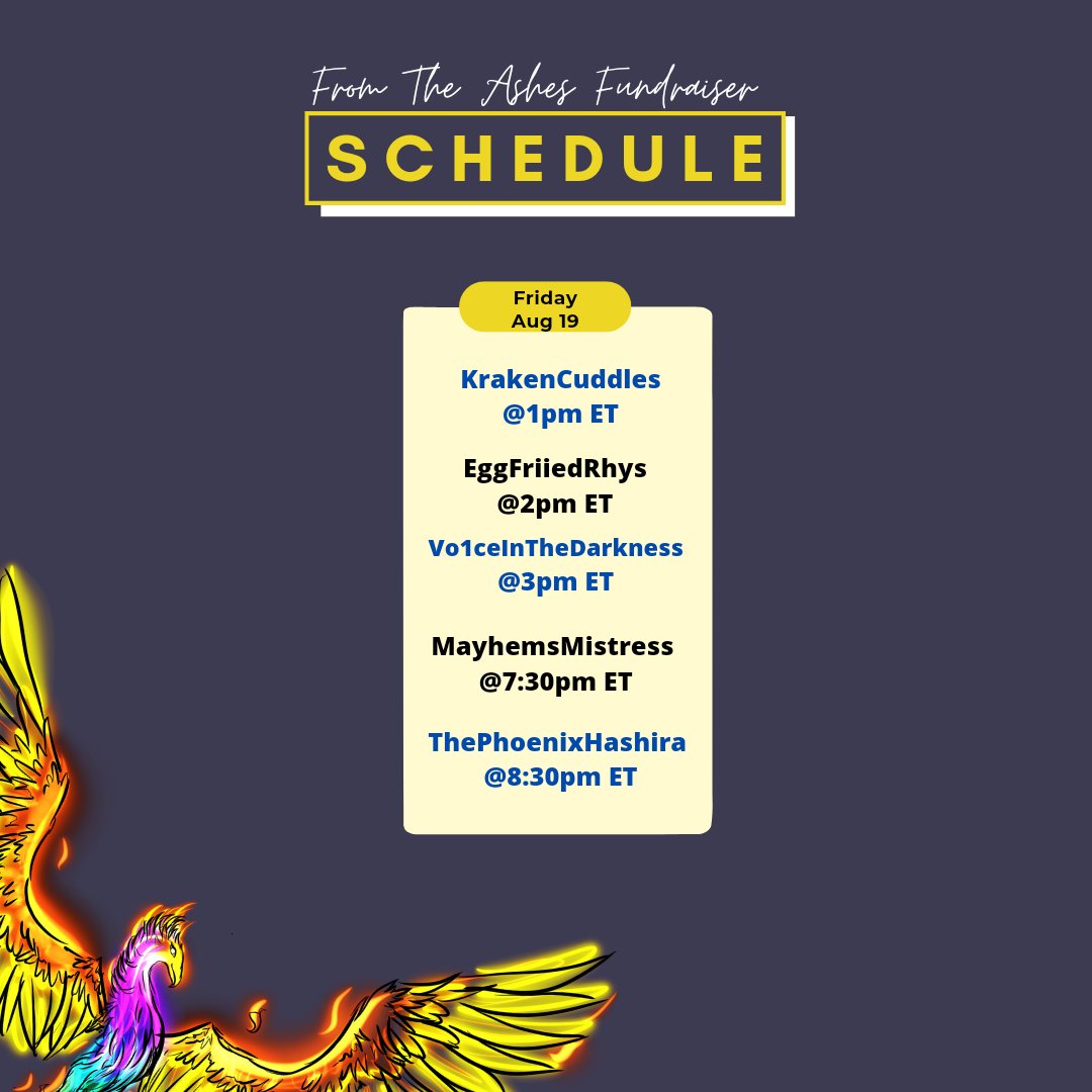 the_TFP's tweet photo. We have just two days left of the #FromTheAshes stream-a-thon fundraiser for @StepUp4Trans. Today's #streamers are @KrakenCuddles, @EggFriiedRhys, @Voice1nTheNight, @MayhemsMistres5, & @HashiPhoenix. #Twitch links below! #ProtectTransKids #StepUpForTransKids 🏳️⚧️ https://t.co/cTzgIRYK5g