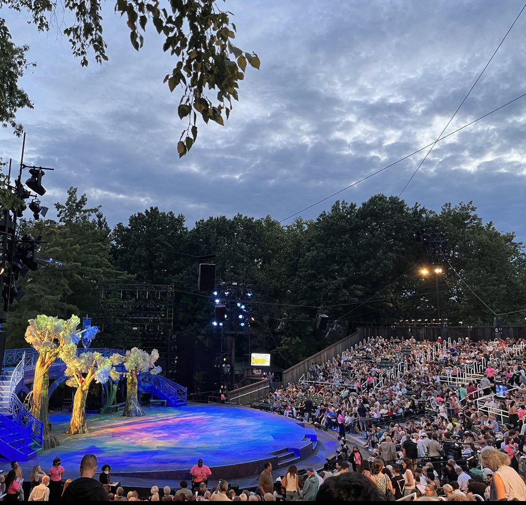 _stephanierona's tweet photo. The magical set for @PublicTheaterNY As You Like It 

#ShakespeareInThePark before the rain set in https://t.co/0g0TGEU735