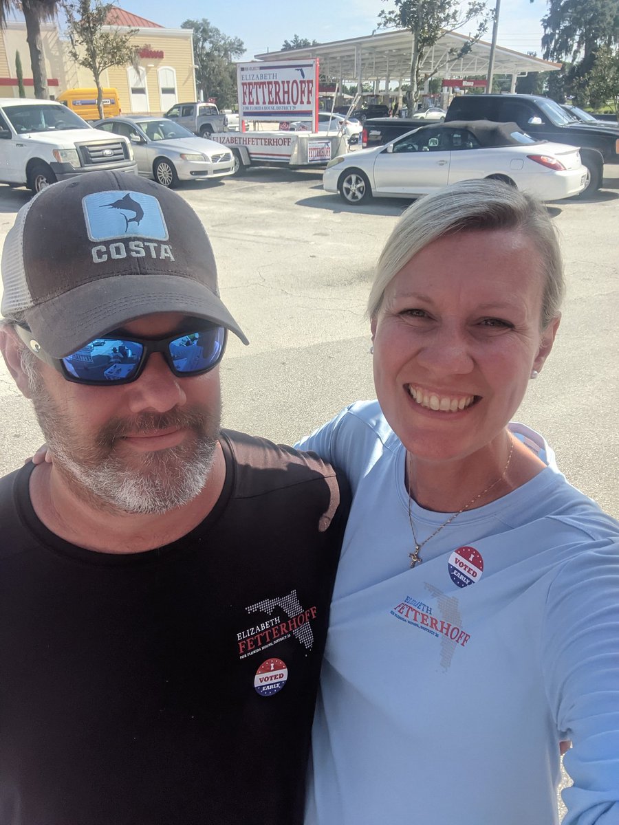 BetterWFetter's tweet photo. Early voting is open through Saturday and I encourage you to go vote! John (most supportive husband ever) and I voted today in DeLand. Remember You're Better Off With Fetterhoff in HD 29! @JohnIIIFL @FLGOPMajority @Fla_Pol #conservativerepublican https://t.co/bWDM7iGLvy