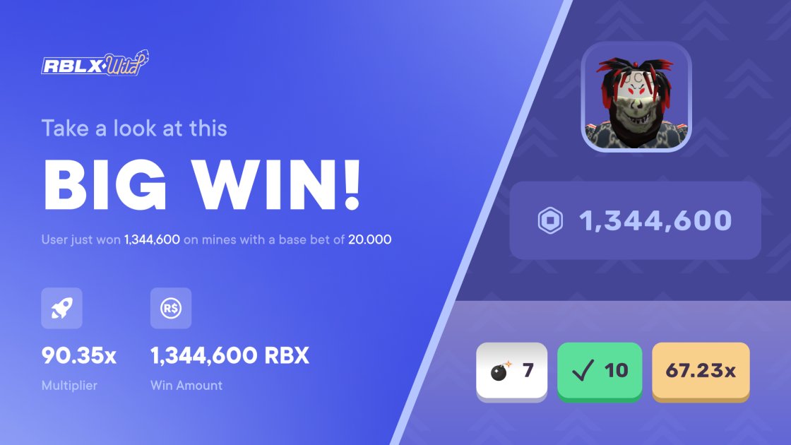 RBLXWild on X: So this just happened This user won 1,344,600
