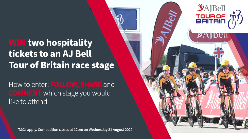 LifeatAJBell's tweet photo. Fancy winning VIP tickets to a stage of your choice for the AJ Bell @TourOfBritain? 

FOLLOW us, RETWEET this, and REPLY with which stage you’d like to attend for your chance to WIN! 

T&amp;Cs apply / stages > > > https://t.co/VWrKsAsBmh 

#TourOfBritain https://t.co/hbv7QmnsDq
