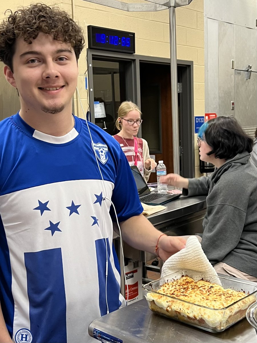 wcsNHSculinary's tweet photo. It’s Mexican cuisine week in Culinary! Noah is showing off his enchiladas made with homemade red sauce. https://t.co/FavaJEBNNr