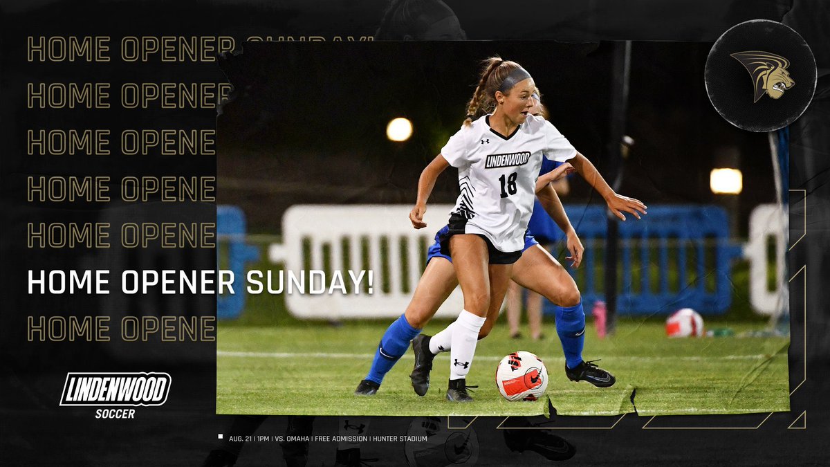 LindenwoodWSOC's tweet photo. HOME OPENER!! Sunday 1PM vs. Nebraska Omaha. FREE Admission! #PackHunter

#NewLevel | #FivePercent | 🦁🐺 https://t.co/66OyaCBxt5