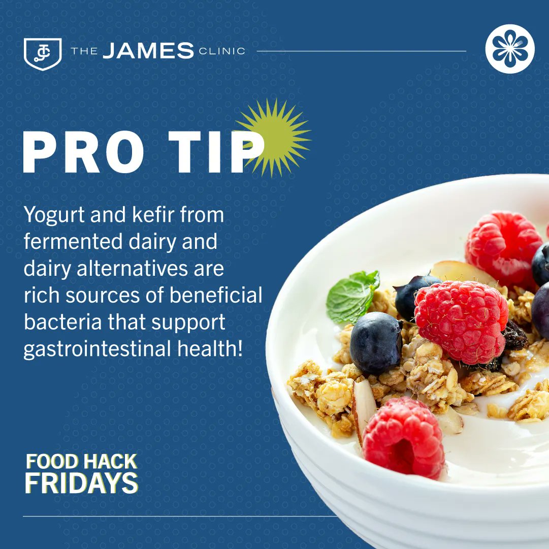 james_clinic's tweet photo. Did you know that many have found that the “good” bacteria in fermented foods like kefir and yogurt can support cardiovascular health? #FoodHackFriday https://t.co/LJxB24ExOe