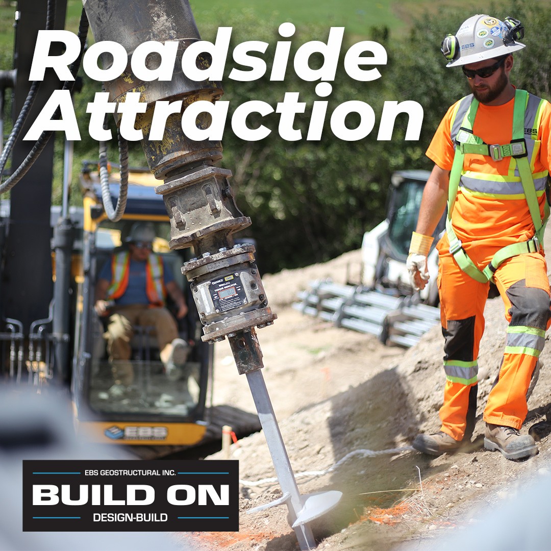 EBSGeo's tweet photo. Roadside Attraction
One of our crews installing Chance Helical Piles for a slope stabilization project in Mapleton, ON.
#helicalpiles #chancehelicalpiles #buildOn #ebsgeostructural https://t.co/mXypWDJmLw