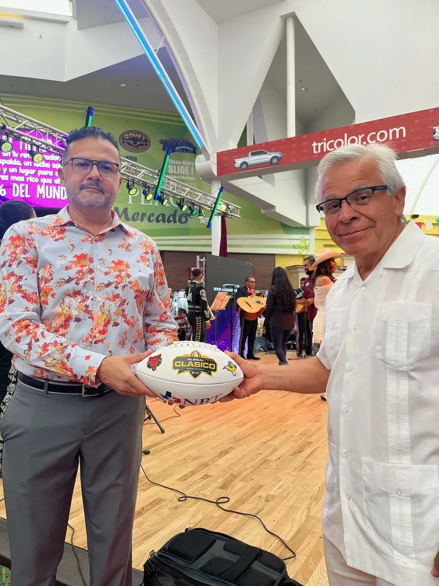 Who's got the ball? Miguel Calera, Dir of Retail Marketing &amp; José de Jesús Legaspi, Owner of La Gran Plaza are in on the Global Clasico by NBT! Who is next?  #football #GobalClasico  #TEXvsASUQC #USAvsMex <a href="/txwesfootball/">TxWes Football</a> <a href="/astateredwolves/">Arkansas State Red Wolves Athletics</a> <a href="/coachtajonar/">Antonio Tajonar</a> <a href="/coachjptxwes/">Joe Prud'homme</a>