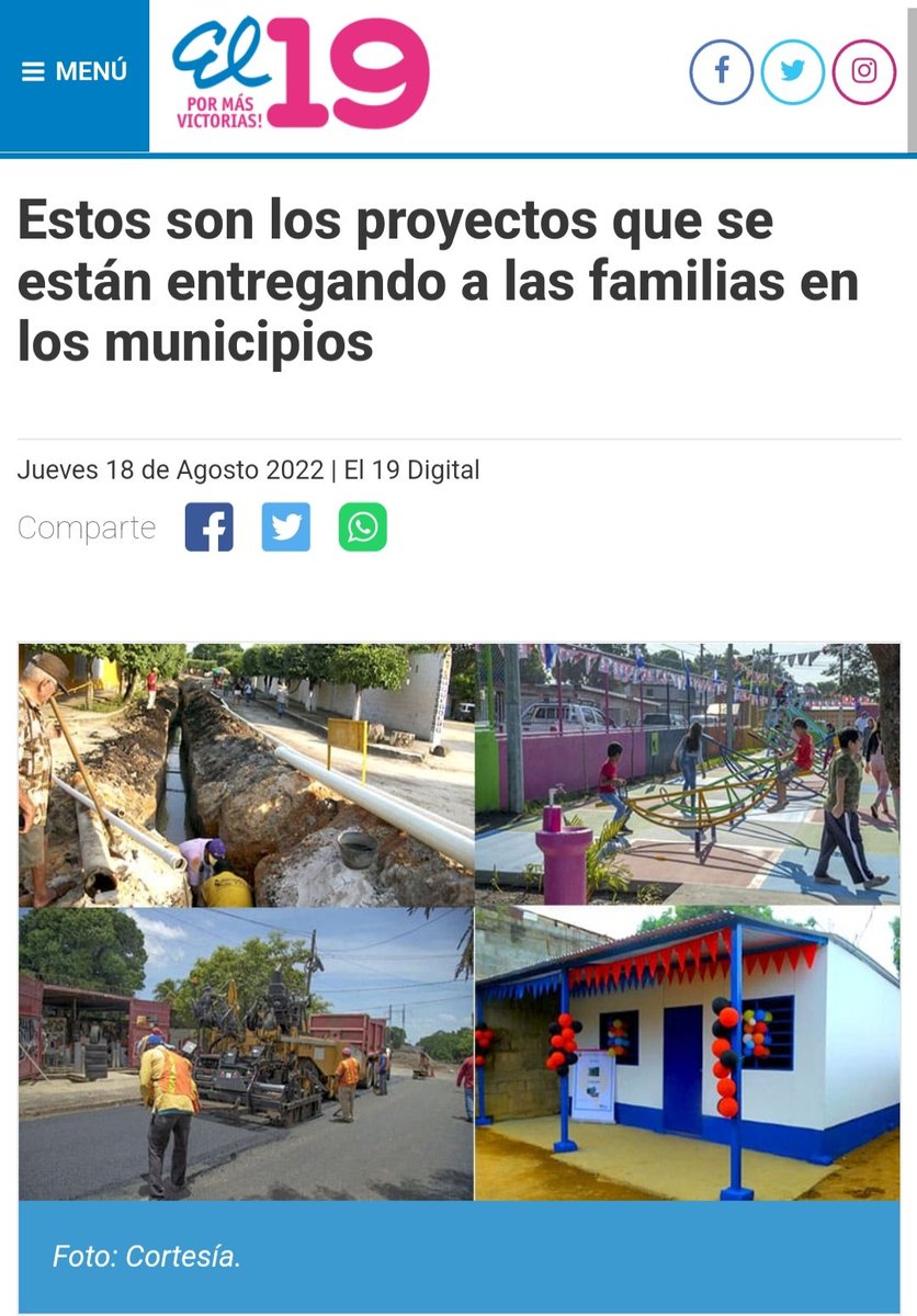 Día a día el Gobierno de #Nicaragua entrega miles de proyectos que benefician a la población👏estos resultados dan un giro increible ante el🌎x que estamos luchando x una #PatriaBenditayLibre
motivados x las sendas del progreso👏🥰

#UnidosEnVictorias 
➡️el19digital.com/articulos/ver/…