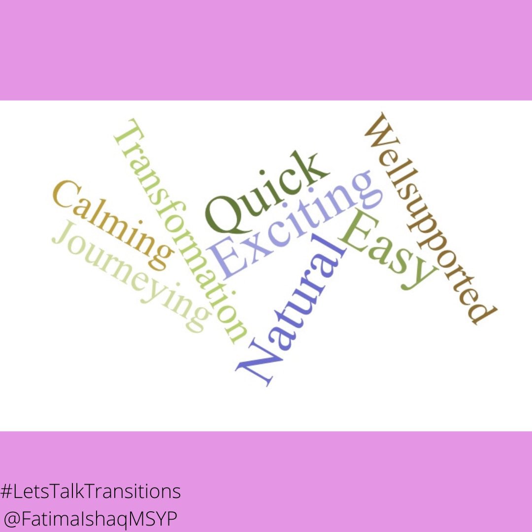fatimaishaqxx's tweet photo. #LetsTalkTransitions
Earlier this week I asked how you’d describe what a transition should be/feel like in one word, and here are some of the responses gathered! https://t.co/6b1miN55Xs