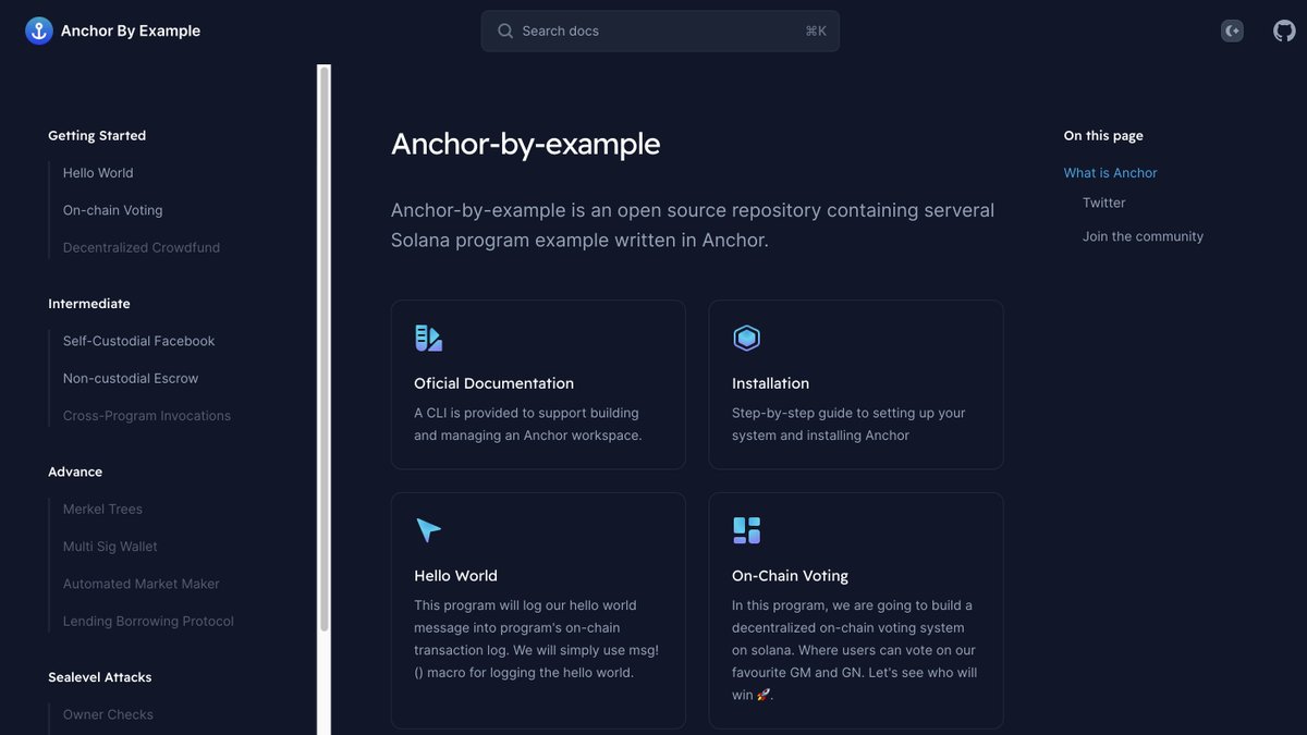 Introducing Anchor By Example. It's an open-source repository containing several @Solana program examples. Try now examples.anchor-lang.com