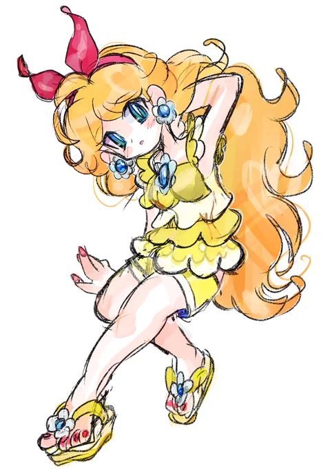 #PrincessDaisy #デイジー姫 #らくがき #SuperMario #MarioKartTour #任天堂 #イラスト 旧デイジーでスイマー!。 
