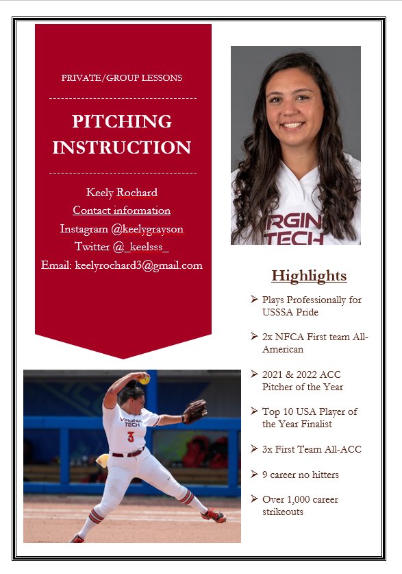 _keelsss_'s tweet photo. I’m super excited to start sharing the knowledge I have and I’m looking forward to helping girls all over. I’m here to teach, guide and develop your pitching skills. I’ll be giving lessons in the 757/804 area. Contact me for more information on how to schedule!! https://t.co/GzovAUcH7s