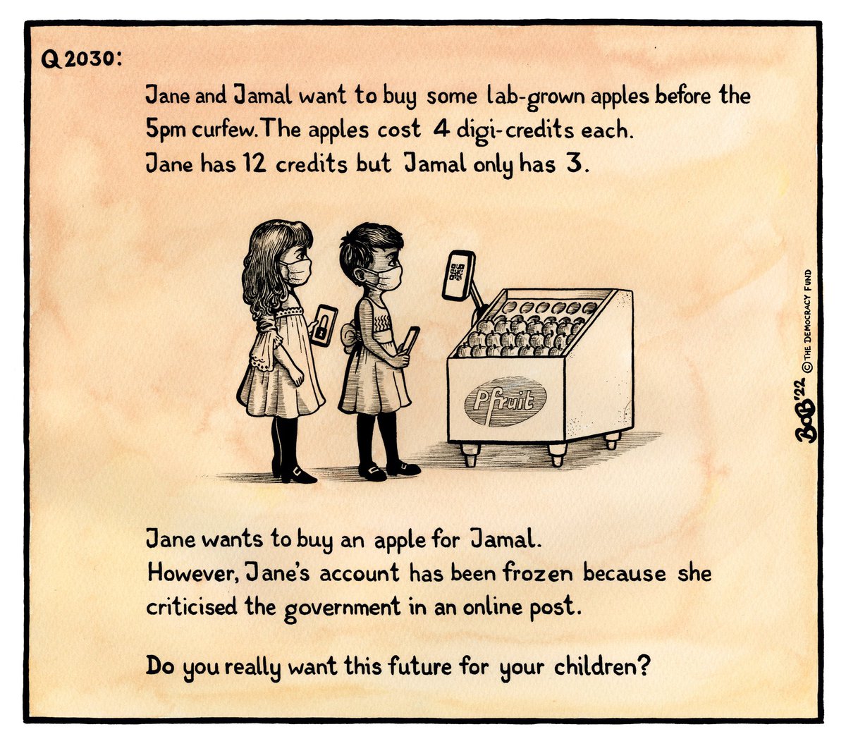 Do you really want this future for your children?

@bobscartoons #CBDCs #tyranny  #dystopianfuture #OnlineHarmsBill #bigbrother #government #ProgrammableCurrency