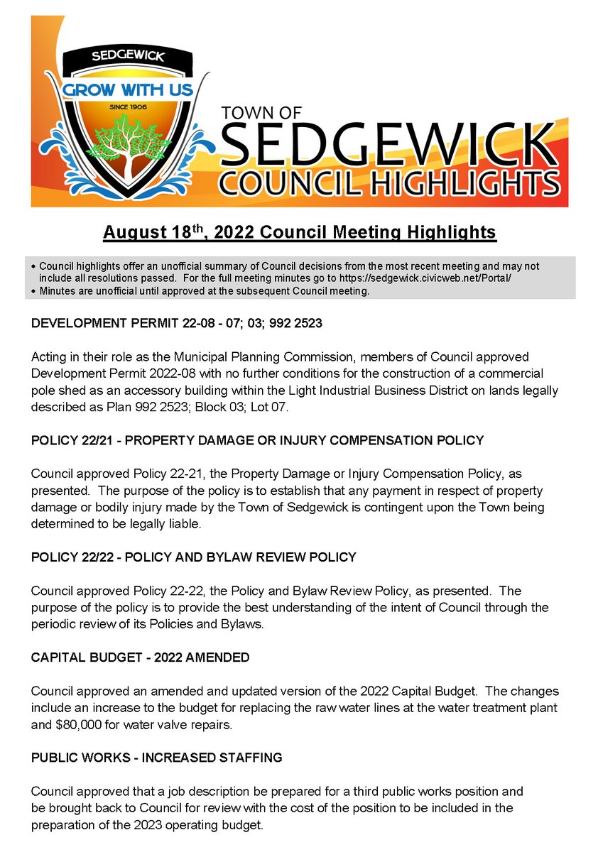 Town of Sedgewick (@townofsedgewick) on Twitter photo 