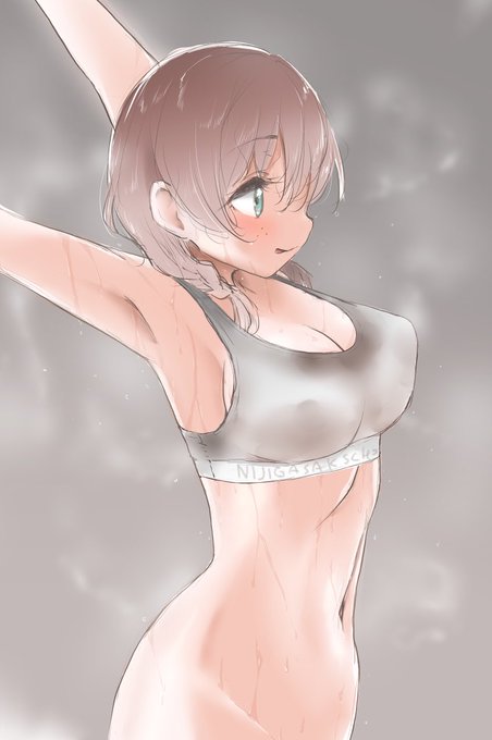 ラジオ体操をするエマさんの絵 