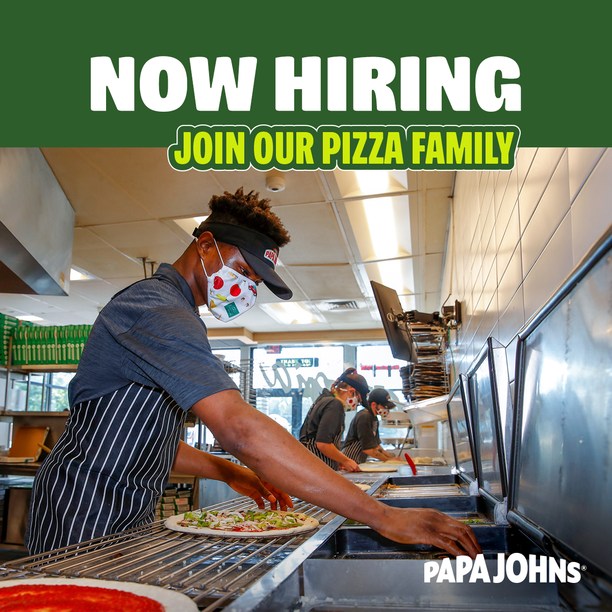 Want to work somewhere fun &amp; rewarding? How about somewhere with a great team &amp; inclusive culture? Papa Johns is hiring! Apply online or visit any store today to get started. Independently-owned franchise opportunities may vary. Papa Johns is an equal opportunity employer.