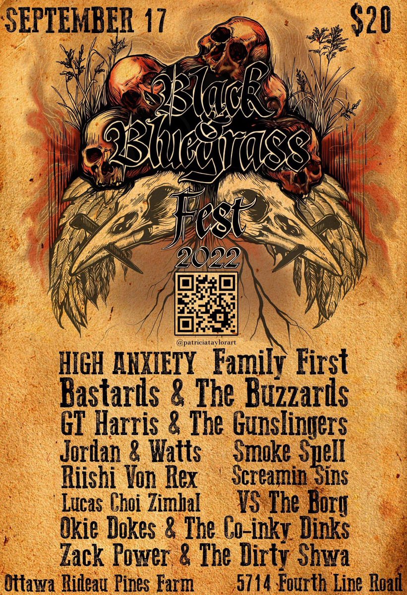screaminsins's tweet photo. We’re playing @blackandbluegrass once again with a whole slew of wicked bands! If you’re in the Ottawa area Sept. 17th be sure to check out this awesome festival!

#screaminsins #psychobilly #blackandbluegrass #blackandbluegrassfest #ottawa #festival #musicfestival https://t.co/VpbeLYjU6M