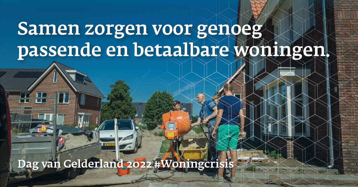 Hoe zorgen we samen voor genoeg passende en betaalbare woningen? 🏘️ Voor ons én de volgende generaties. Praat mee over deze uitdaging op 16/9 tijdens de #DagvanGelderland! 
Meld je aan ➡️ bit.ly/3T2zrd7 #Woningcrisis bit.ly/3AwTmJZ #woningcrisis #nieuwwoonbeleid