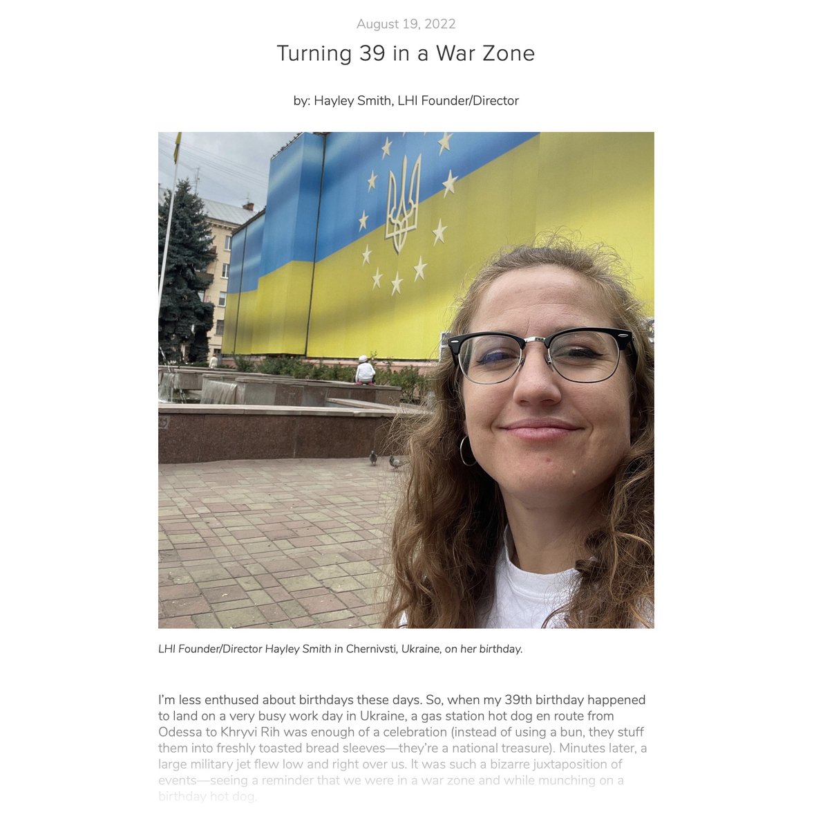 I never imagined that I would turn 39 in Ukraine, let alone with a hotdog in hand and a military plane flying low overhead. Read more about my experiences in #Ukraine on our blog:
ow.ly/TCm150Ko1F4