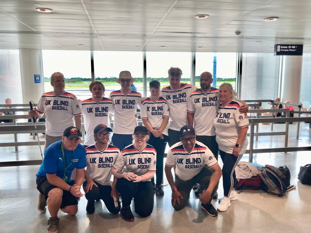 Despite the flight delayed @ManchesterAirp  here are team GB ready to go #BlindBaseball #WBSC #BritBlindSport #PlayBall