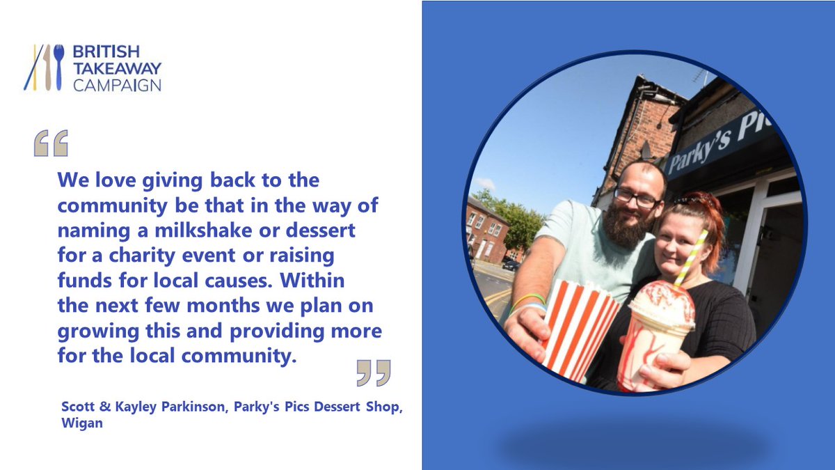Our next #FacesBehindFood are Scott and Kayley Parkinson, from Parky’s Pics Desserts in Wigan. For Scott and Kayley, it’s all about giving back to their local community – showing the importance of so many independent food businesses to high streets up and down the UK 🙌