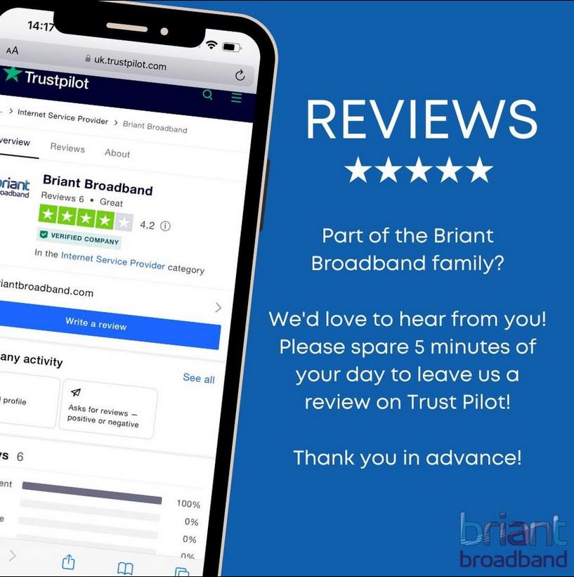 Do you get your internet from Briant Broadband?
What do you think? Are you getting the excellent, fast, friendly local customer service you were expecting? 
Share the news at uk.trustpilot.com/review/briantb… &amp; tell others about your experience. 
#WeLoveWorthing #WorthingStuff <a href="/CityFibre/">CityFibre</a>