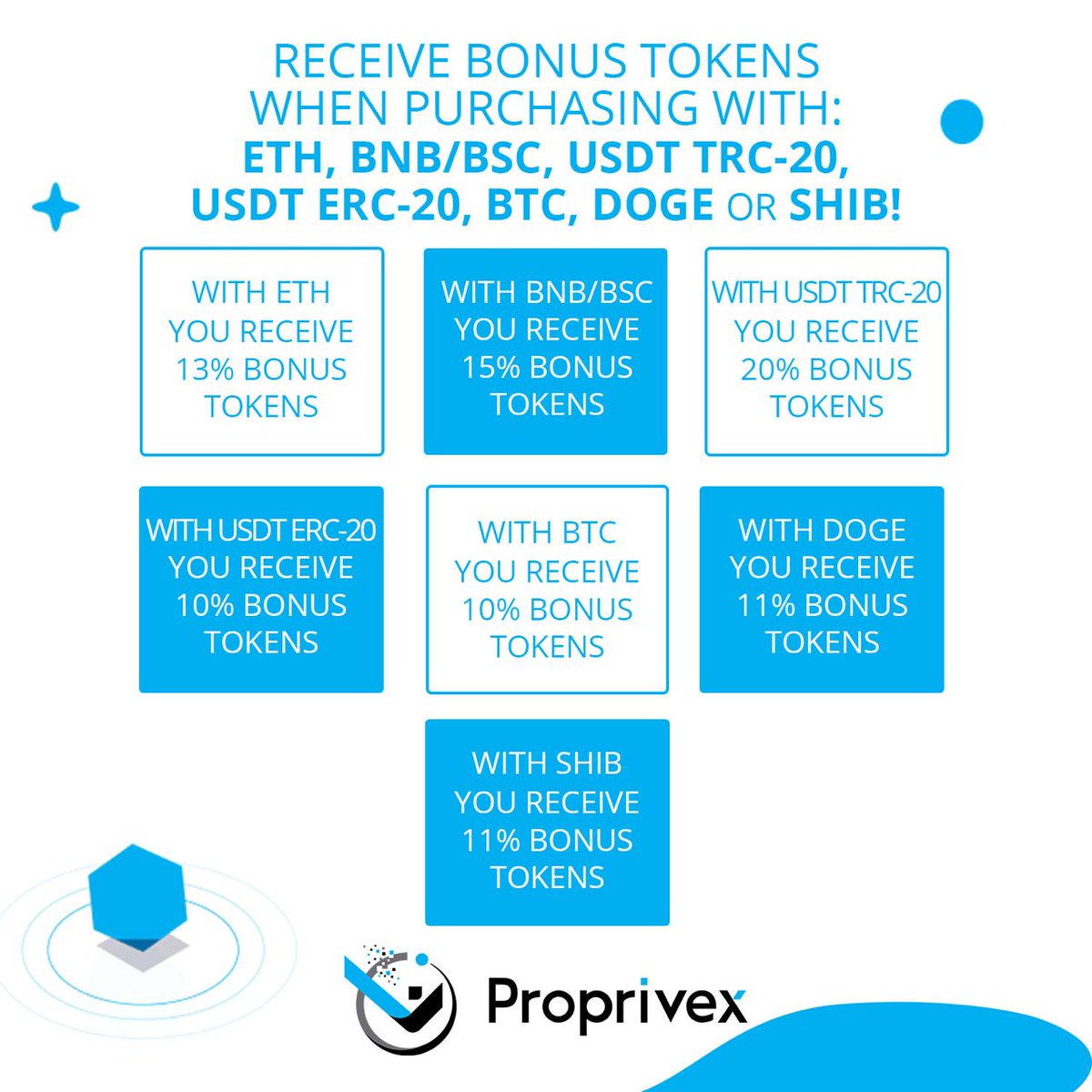 ProprivexToken's tweet image. PROPRIVEX BONUS HUMP 💰

Expand the worth of your $PPX tokens, if you purchase with one of the 👆 - mentioned currencies! ✔️

proprivex.io