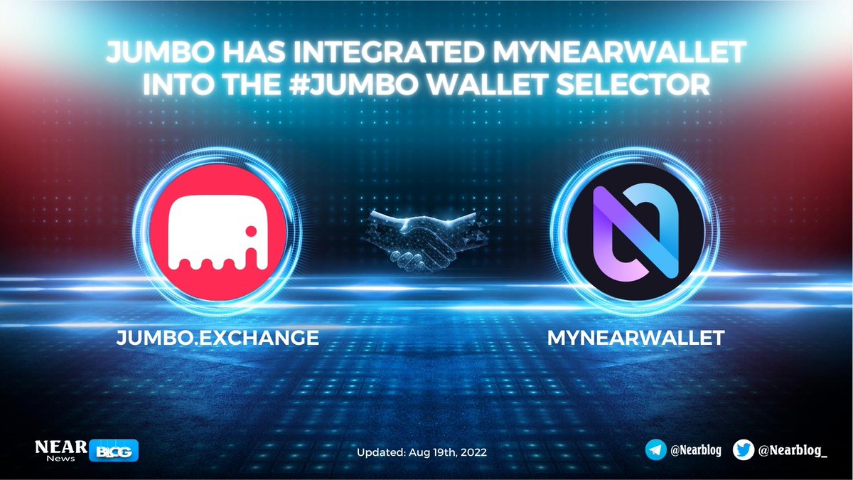 WalkyrienVC's tweet photo. 📢@jumbo_exchange has integrated @MyNearWallet into the JUMBO Wallet Selector

#JUMBO Wallet Selector is a brand new feature that they integrated quite recently, they are already working on extending it🤩

More details
https://t.co/n5bmcb8HiO

#NearBlog #NEAR #JUMBO #MyNearWallet https://t.co/3R9NxMyTad