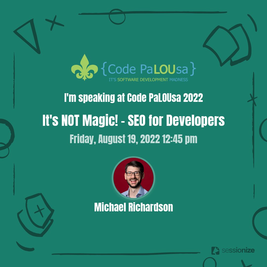 AnAccidentalDev's tweet photo. If you're at @CodePaLOUsa , grab some lunch then join me for an intro to #SEO. Because building an awesome website doesn't matter if you don't have any users! 😉

We'll kick it off at 12:45 in the Kentucky Suite. See you there! 😃

#CodepaLOUsa https://t.co/xH9WEyScRm
