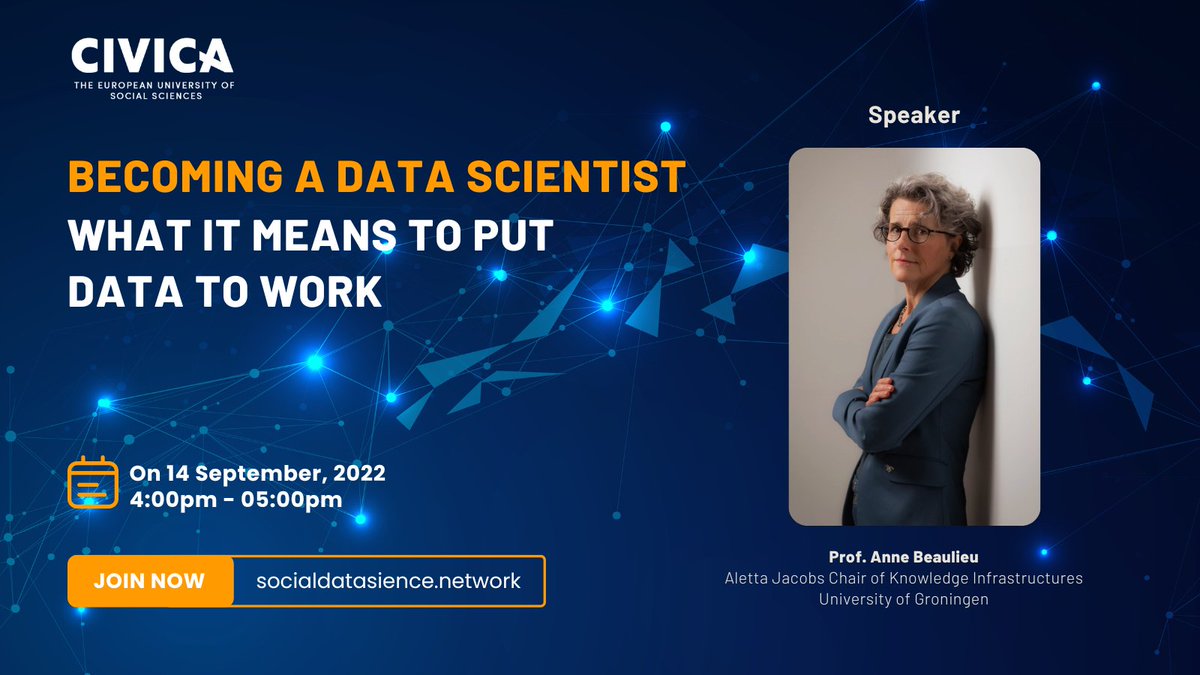 LSEDataScience's tweet image. What is a data scientist and how do you become one? 

The #CIVICADataScience seminar series returns with a discussion of the most exciting emerging roles and the skills they require.

📅 14 September 
🗣 Professor Anne Beaulieu
🔗 bit.ly/3zTT2p2 | #LSE #DataScience
