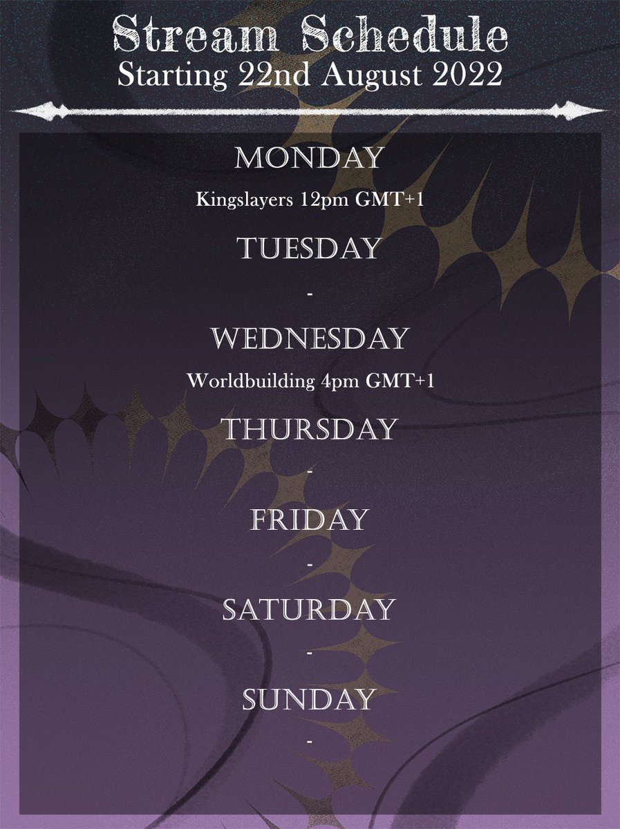 Here We go again, another week another #STREAM schedule